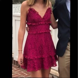 hot pink ruffle mini dress